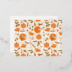 Pumpkin Pie Autumn Herfst Pattern Folie Feestdagen Briefkaart