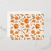Pumpkin Pie Autumn Herfst Pattern Folie Feestdagen Briefkaart (Voorkant / Achterkant)