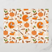 Pumpkin Pie Autumn Herfst Pattern Folie Feestdagen Briefkaart (Voorkant)