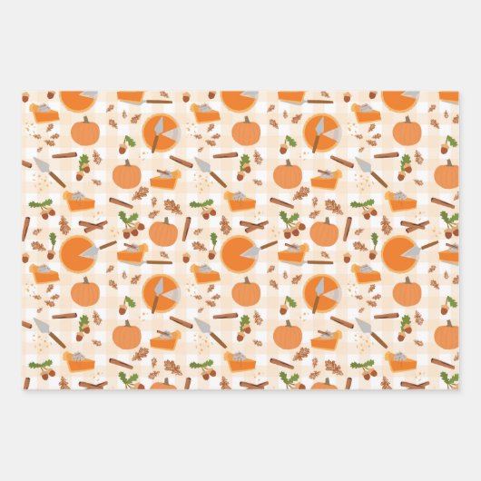 Pumpkin Pie Autumn Herfst Pattern Inpakpapier Vel (Voorkant 3)