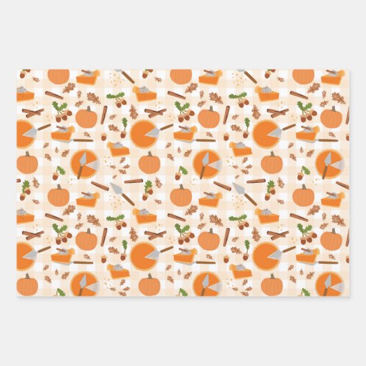 Pumpkin Pie Autumn Herfst Pattern Inpakpapier Vel (Voorkant 2)