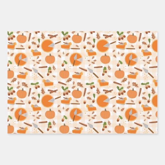 Pumpkin Pie Autumn Herfst Pattern Inpakpapier Vel (Voorkant)