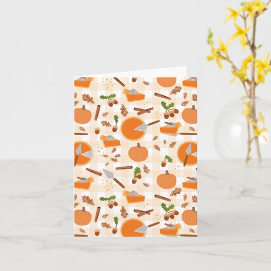 Pumpkin Pie Autumn Herfst Pattern Kaart (Gele Bloem)