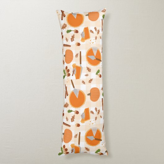 Pumpkin Pie Autumn Herfst Pattern Lichaamskussen (Achterkant (Verticaal))