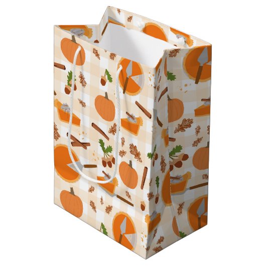 Pumpkin Pie Autumn Herfst Pattern Medium Cadeauzakje (Voorkant Gekanteld)