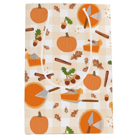 Pumpkin Pie Autumn Herfst Pattern Medium Cadeauzakje (Voorkant)