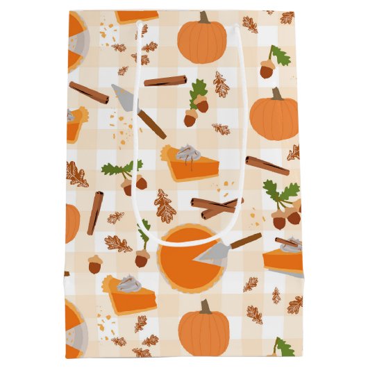 Pumpkin Pie Autumn Herfst Pattern Medium Cadeauzakje (Achterkant)