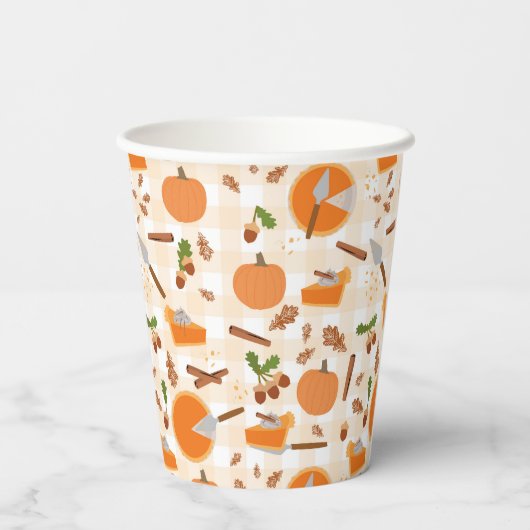Pumpkin Pie Autumn Herfst Pattern Papieren Bekers (Achterkant)