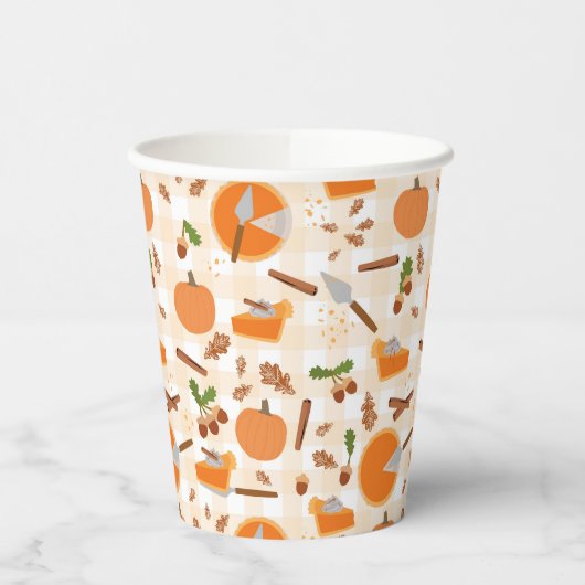 Pumpkin Pie Autumn Herfst Pattern Papieren Bekers (Links)