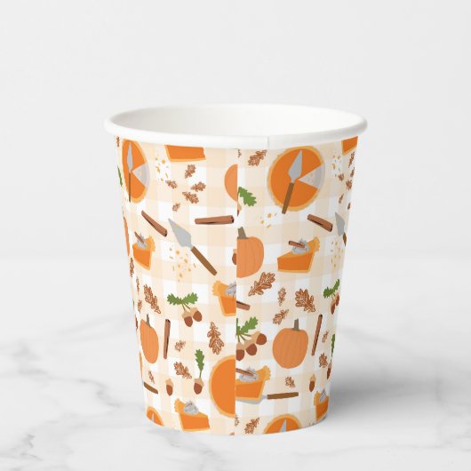 Pumpkin Pie Autumn Herfst Pattern Papieren Bekers (Rechts)