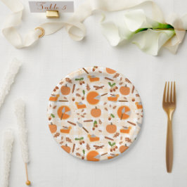 Pumpkin Pie Autumn Herfst Pattern Papieren Bordje