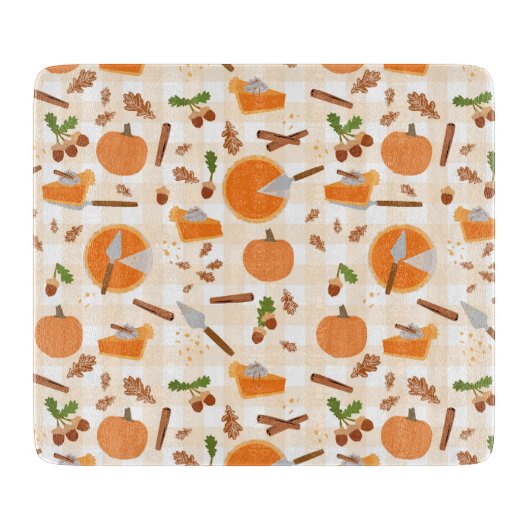 Pumpkin Pie Autumn Herfst Pattern Snijplank (Voorkant)