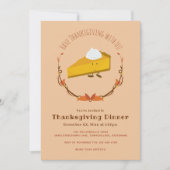 Pumpkin Pie Character Thanksgiving Invitation Kaart (Voorkant)