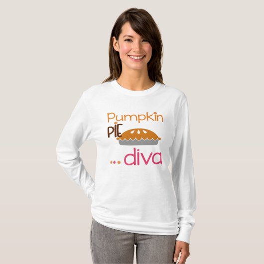 Pumpkin Pie Diva Thanksgiving Design T-shirt (Voorkant volledig)