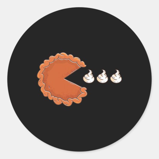 Pumpkin Pie Eating Whipped Cream Thanksgiving Day Ronde Sticker (Voorkant)