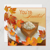 Pumpkin Pie Falling Autumn Leaves Thanksgiving Kaart (Voorkant / Achterkant)