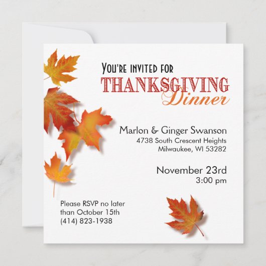 Pumpkin Pie Falling Autumn Leaves Thanksgiving Kaart (Achterkant)