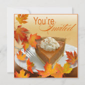 Pumpkin Pie Falling Autumn Leaves Thanksgiving Kaart (Voorkant)