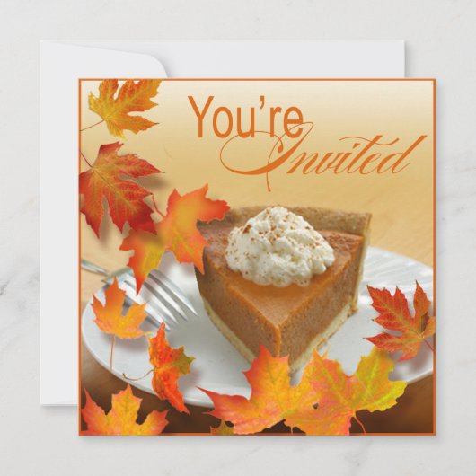 Pumpkin Pie Falling Autumn Leaves Thanksgiving Kaart (Voorkant)
