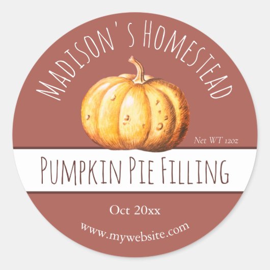 Pumpkin Pie Filling Labels (Voorkant)