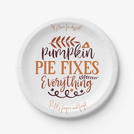 Pumpkin Pie Fixes Alles - Aangepaste Thanksgiving Papieren Bordje (Voorkant)