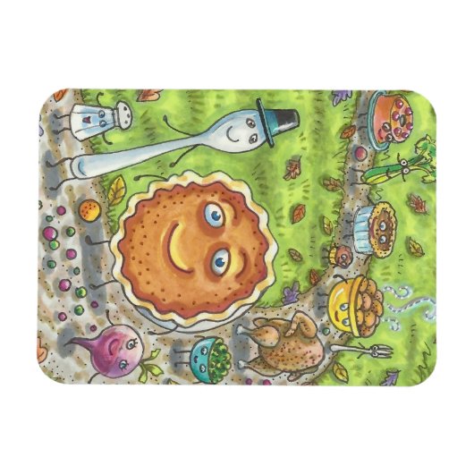 PUMPKIN PIE & FRIENDS THANKSGIVING DAG VOEDINGSMOG MAGNEET (Horizontaal)