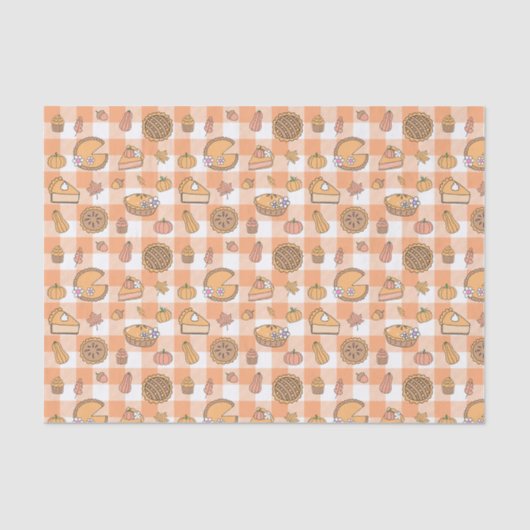 Pumpkin Pie Gingham Tissue Paper Tissuepapier (Voorkant)