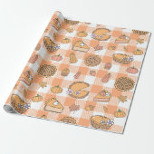 Pumpkin Pie Gingham Wrapping Paper Cadeaupapier (Uitgerold)