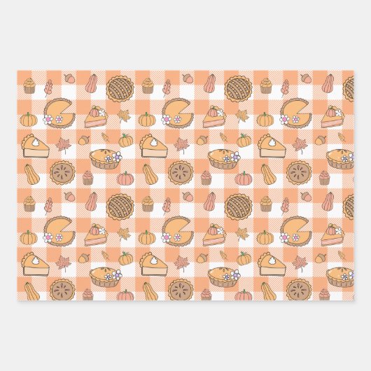 Pumpkin Pie Gingham Wrapping Paper Sheets (Voorkant 2)