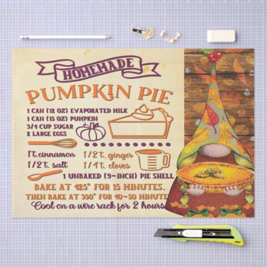 Pumpkin Pie Gnome Decoupage, vers Tissuepapier (Craft)