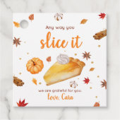 Pumpkin Pie Happy Thanksgiving Square Bedankjes Labels (Voorkant)