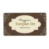Pumpkin Pie Labels, Aangepaste Sjabloon Etiket (Voorkant)