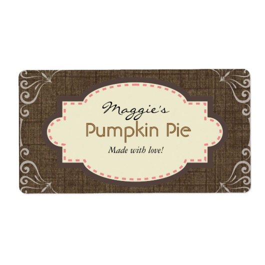 Pumpkin Pie Labels, Aangepaste Sjabloon Etiket (Voorkant)