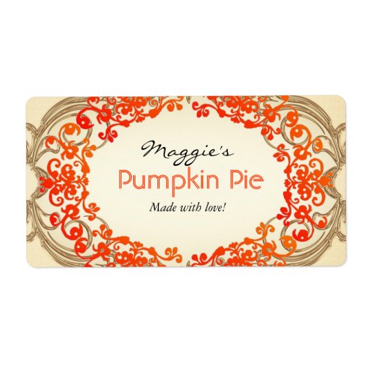 Pumpkin Pie Labels, aanpassen Etiket (Voorkant)