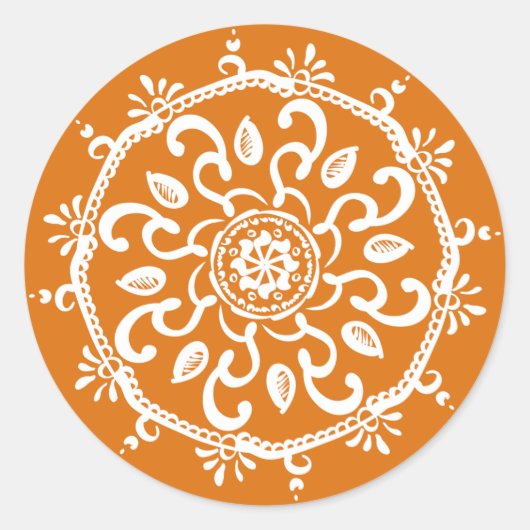 Pumpkin Pie Mandala Ronde Sticker (Voorkant)