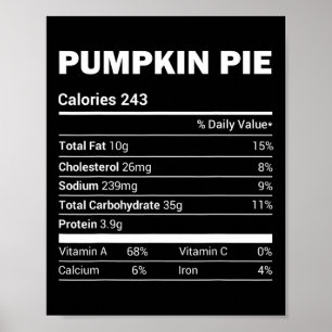 Pumpkin Pie Nutrition T-shirt Funny Matching met K Poster