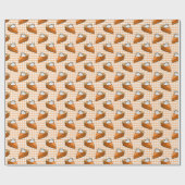Pumpkin Pie op Oranje Gingham Happy Thanksgiving Cadeaupapier (Vlak)