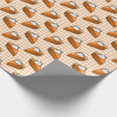 Pumpkin Pie op Oranje Gingham Happy Thanksgiving Cadeaupapier (Hoek)