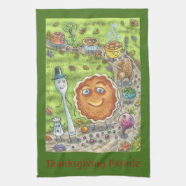 PUMPKIN PIE PARADE, FUN THANKSGIVING KITCHEN TOWEL THEEDOEK