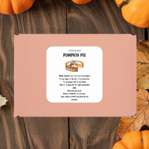 "Pumpkin Pie Recept - Sweet en Feestelijke Herfst Vierkante Sticker