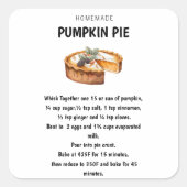 "Pumpkin Pie Recept - Sweet en Feestelijke Herfst Vierkante Sticker (Voorkant)