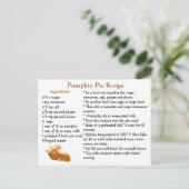 Pumpkin Pie Recipe Card Briefkaart (Staand voorkant)