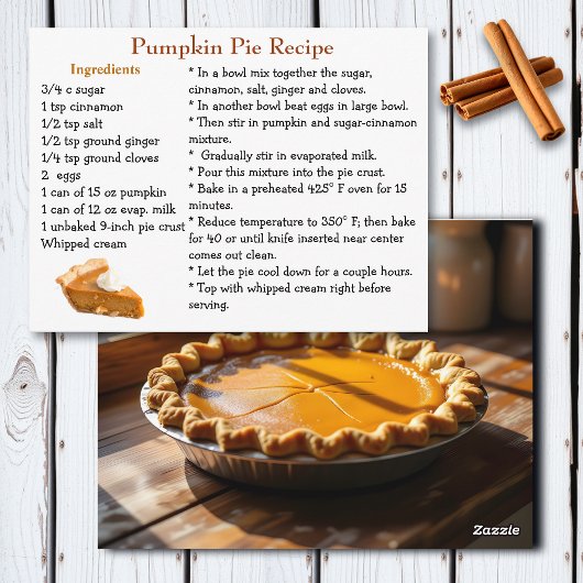 Pumpkin Pie Recipe Card Briefkaart