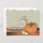 Pumpkin Pie Recipe Card voor het bakken Briefkaart (Voorkant / Achterkant)