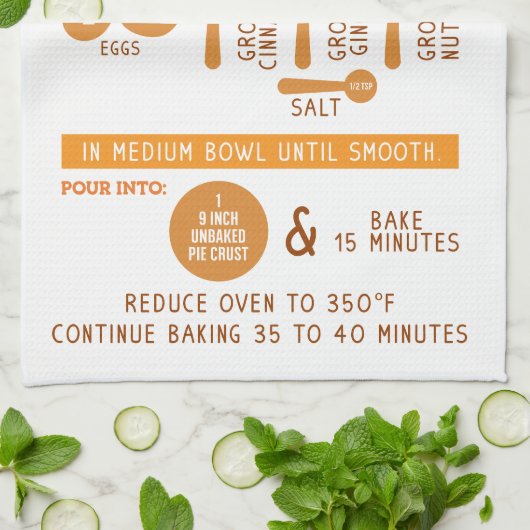 Pumpkin Pie Recipe Holiday Gift Tea Theedoek (Gevouwen)