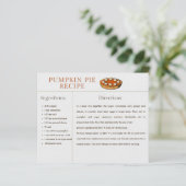 Pumpkin Pie Recipe Kaart Thanksgiving en Kerstmis (Staand voorkant)