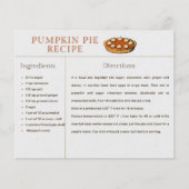 Pumpkin Pie Recipe Kaart Thanksgiving en Kerstmis (Voorkant)