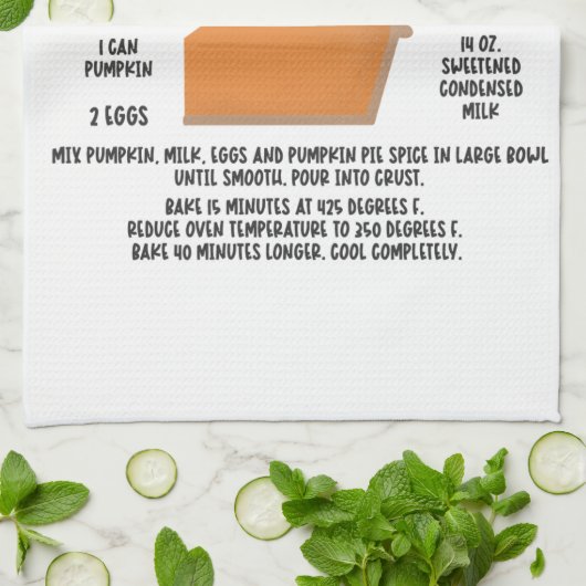Pumpkin Pie Recipe Kitchen Towel Theedoek (Gevouwen)