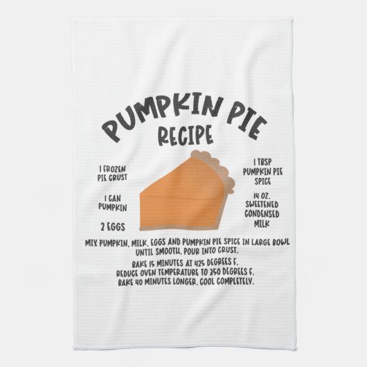 Pumpkin Pie Recipe Kitchen Towel Theedoek (Verticaal)