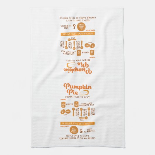 Pumpkin Pie Recipe Kitchen Towel Theedoek (Verticaal)